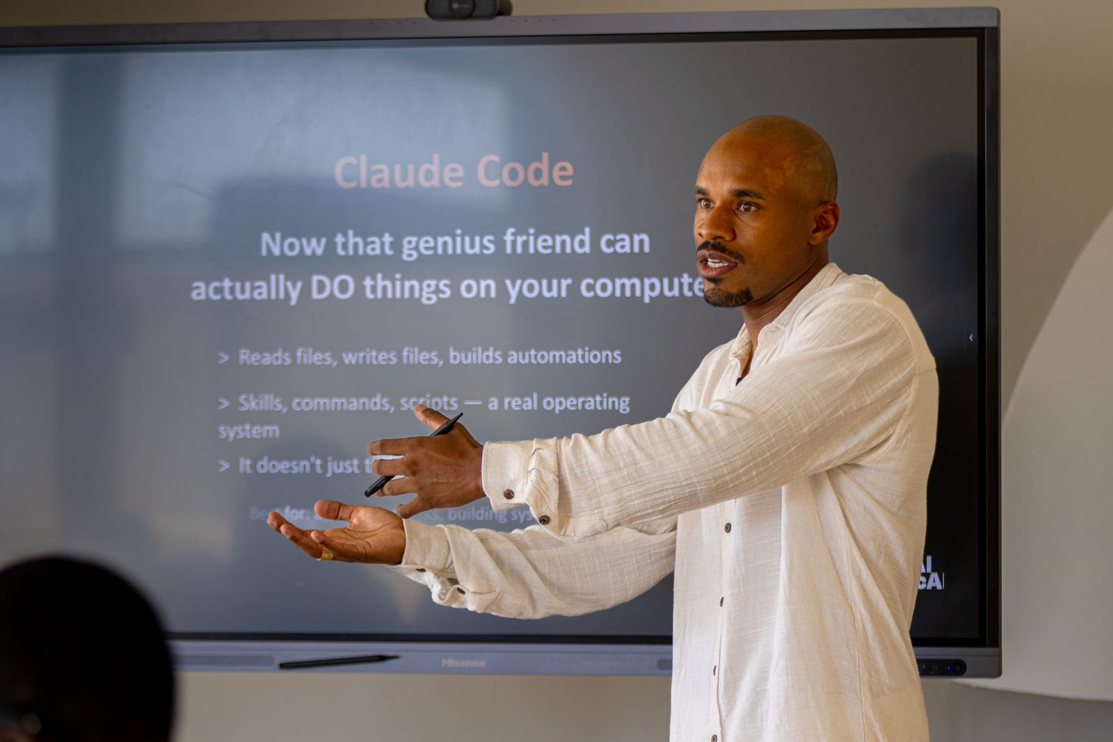 Akil Wade teaching a live AI workshop