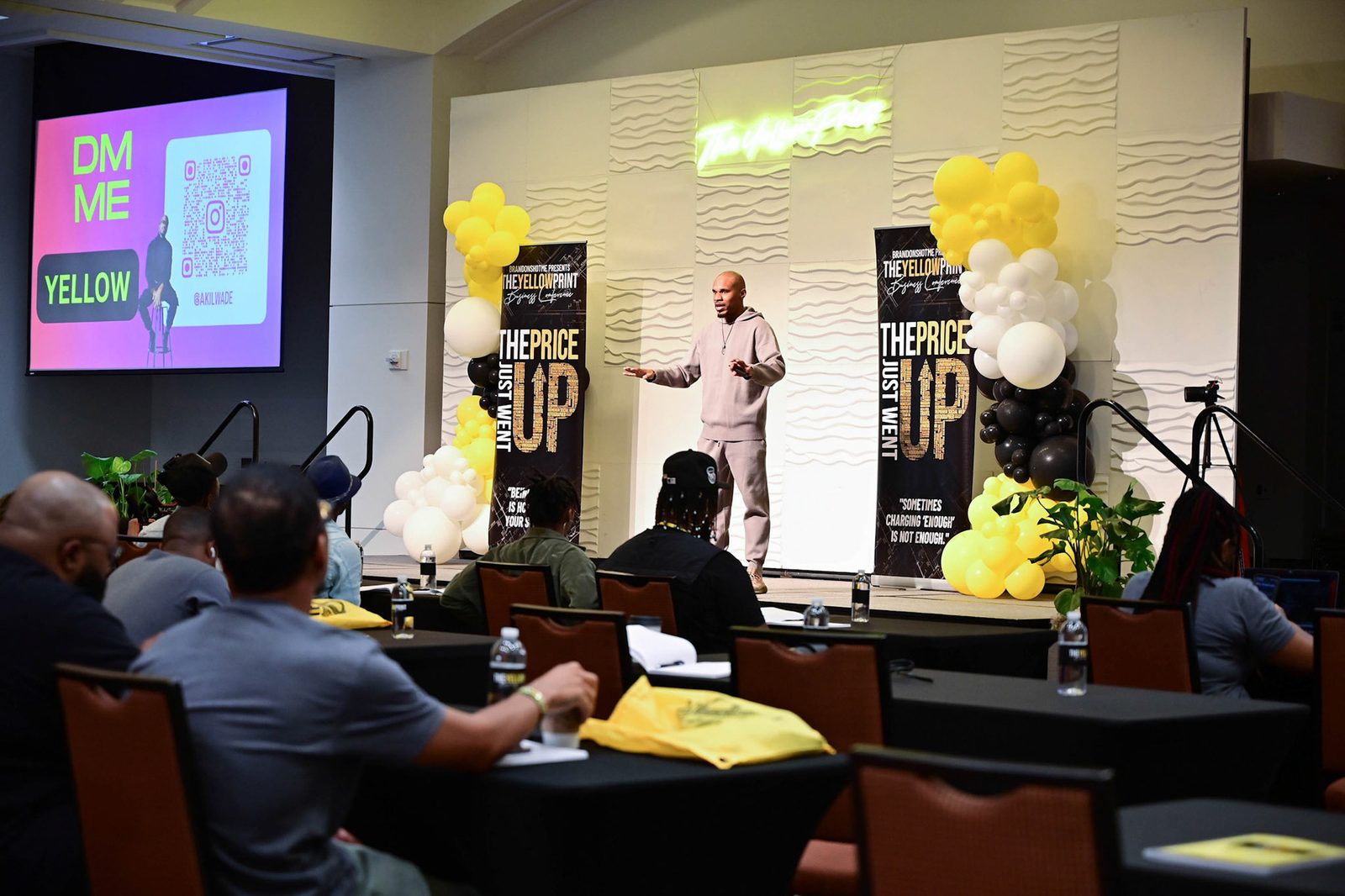 Akil Wade on stage at The Yellow Print